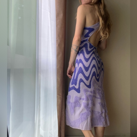 House of Sunny Purple Squiggle Midi Dress - Picture 4 of 8